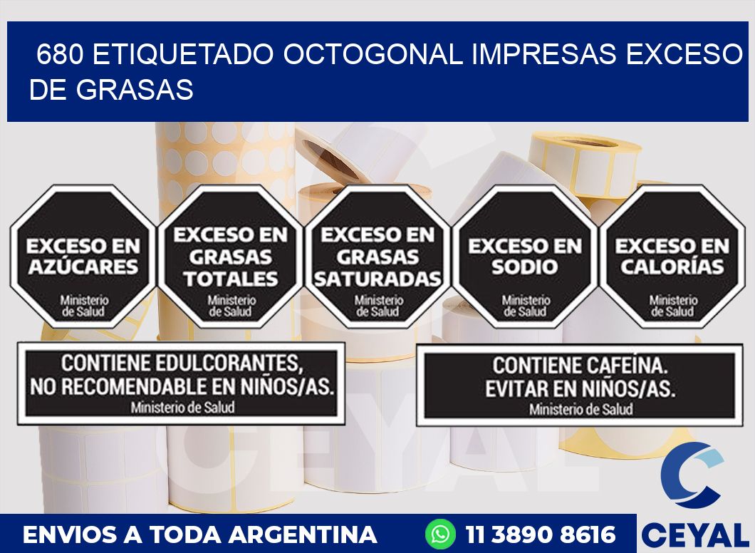680 ETIQUETADO OCTOGONAL IMPRESAS EXCESO DE GRASAS