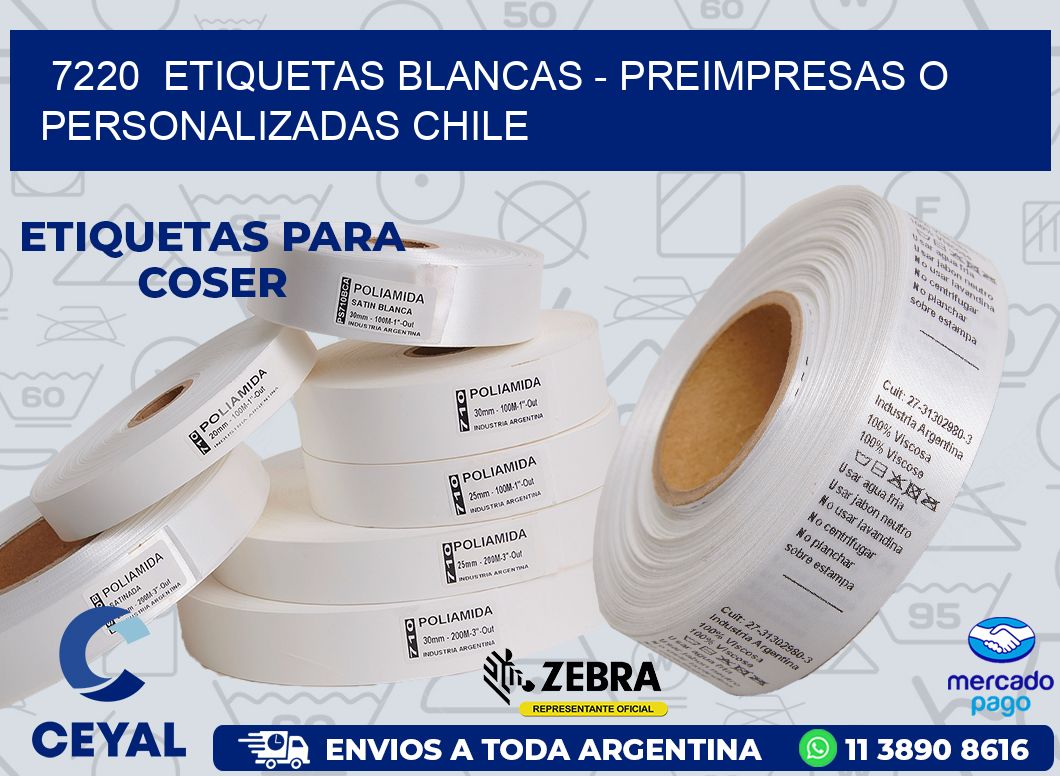 7220  ETIQUETAS BLANCAS - PREIMPRESAS O PERSONALIZADAS CHILE