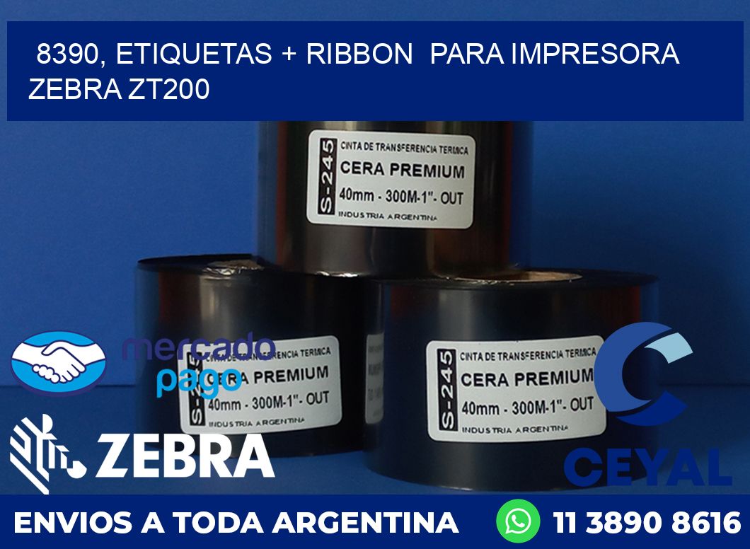 8390, etiquetas + ribbon  para impresora zebra ZT200
