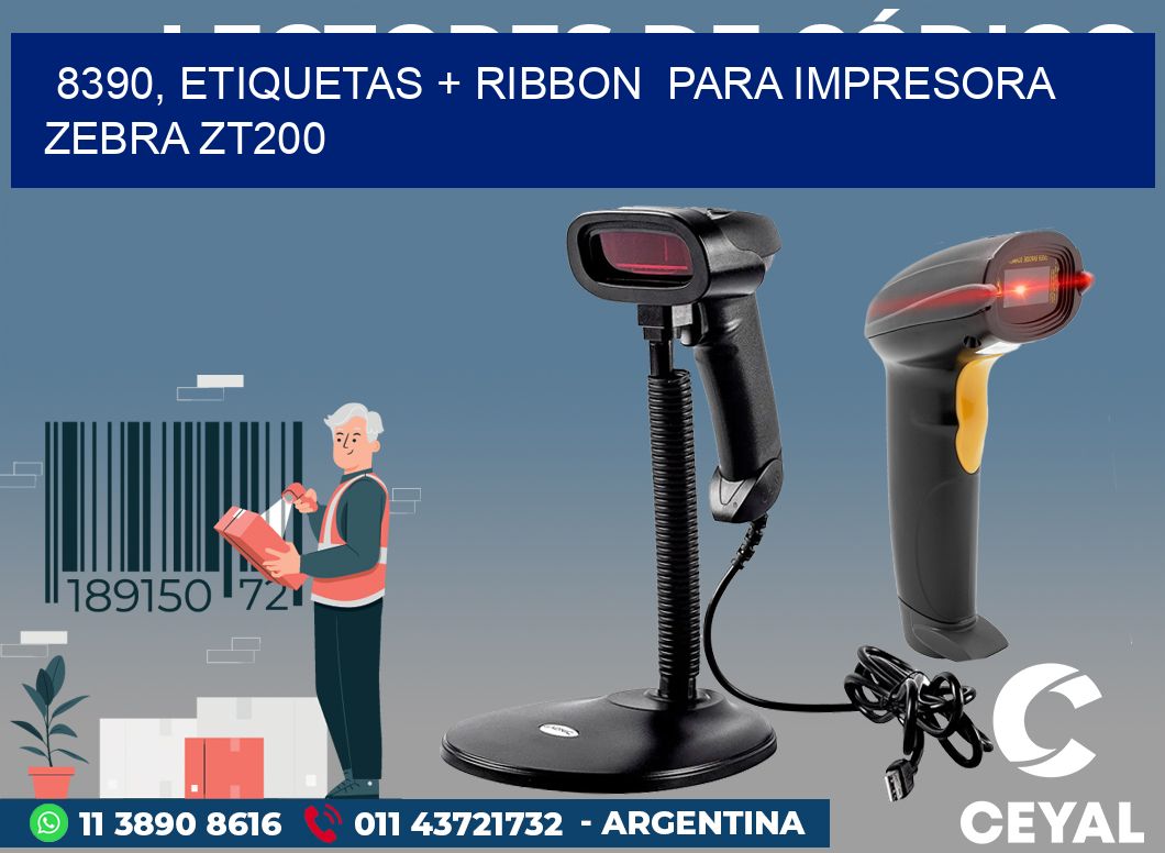 8390, etiquetas + ribbon  para impresora zebra ZT200