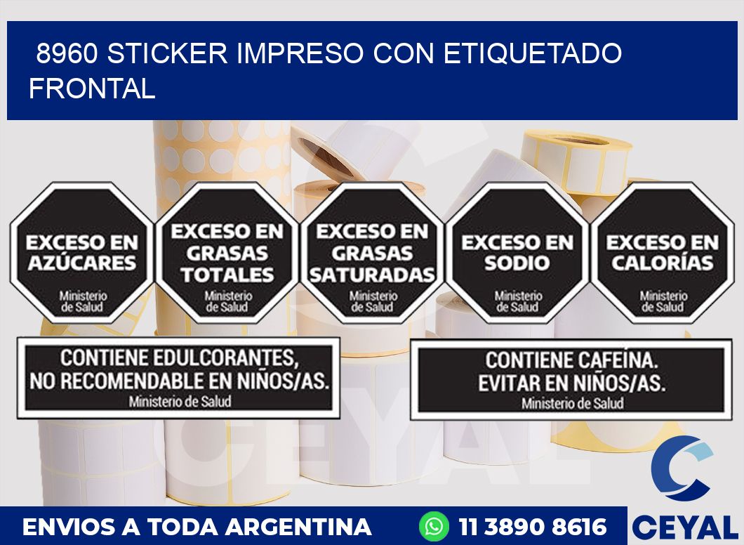 8960 STICKER IMPRESO CON ETIQUETADO FRONTAL