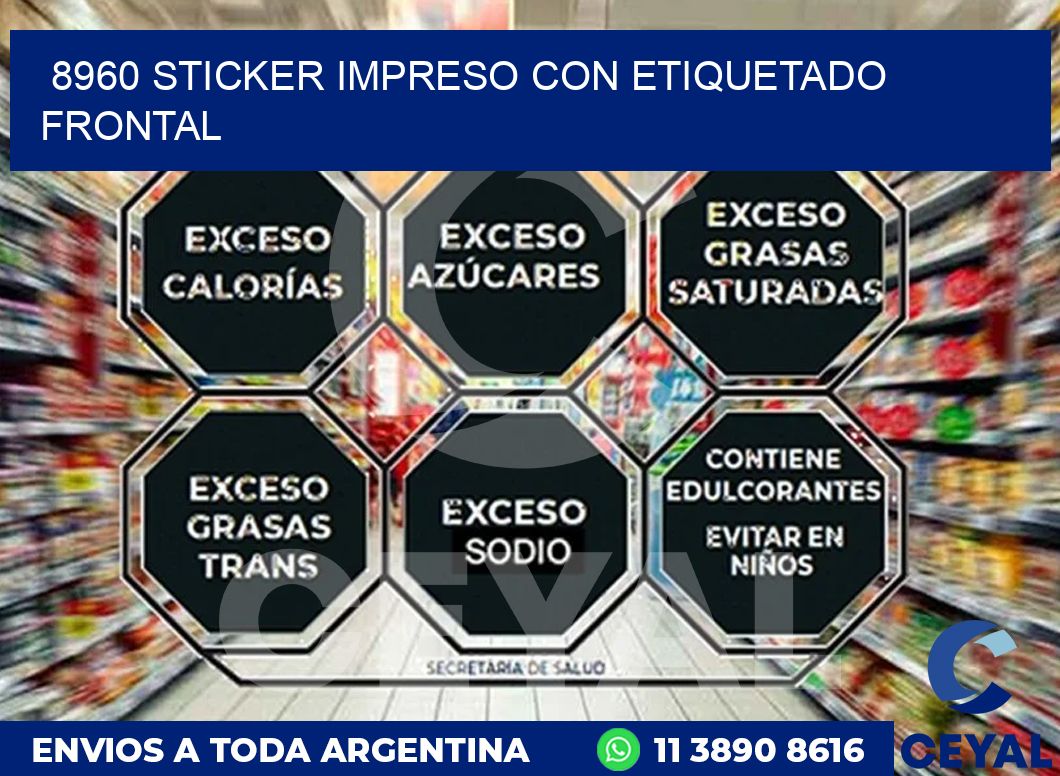 8960 STICKER IMPRESO CON ETIQUETADO FRONTAL