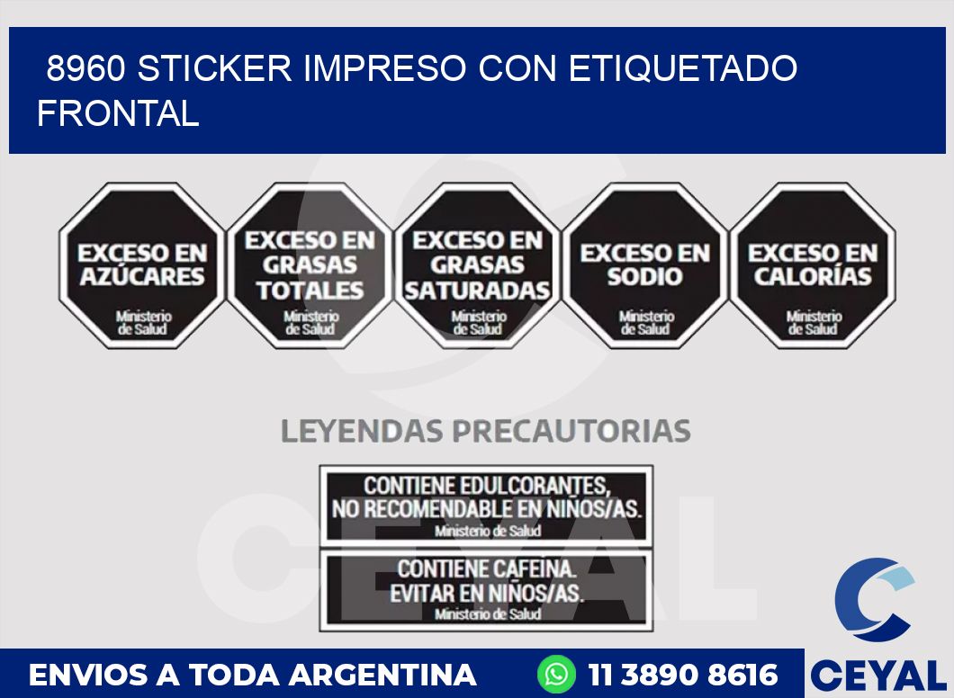 8960 STICKER IMPRESO CON ETIQUETADO FRONTAL