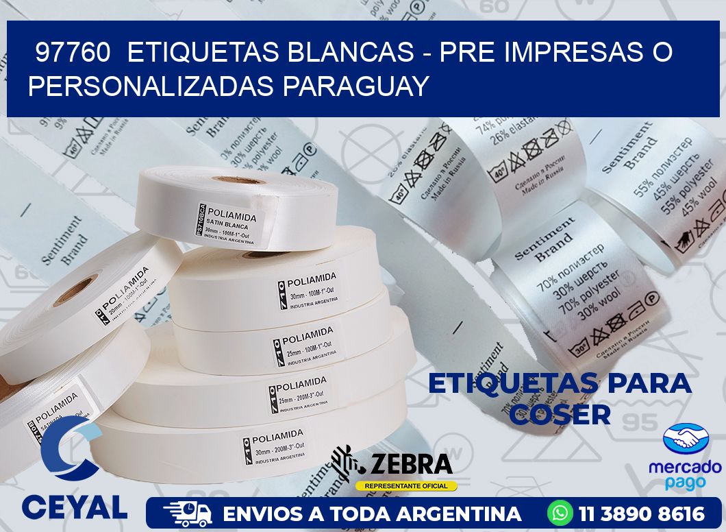 97760 ETIQUETAS BLANCAS - PRE IMPRESAS O PERSONALIZADAS PARAGUAY