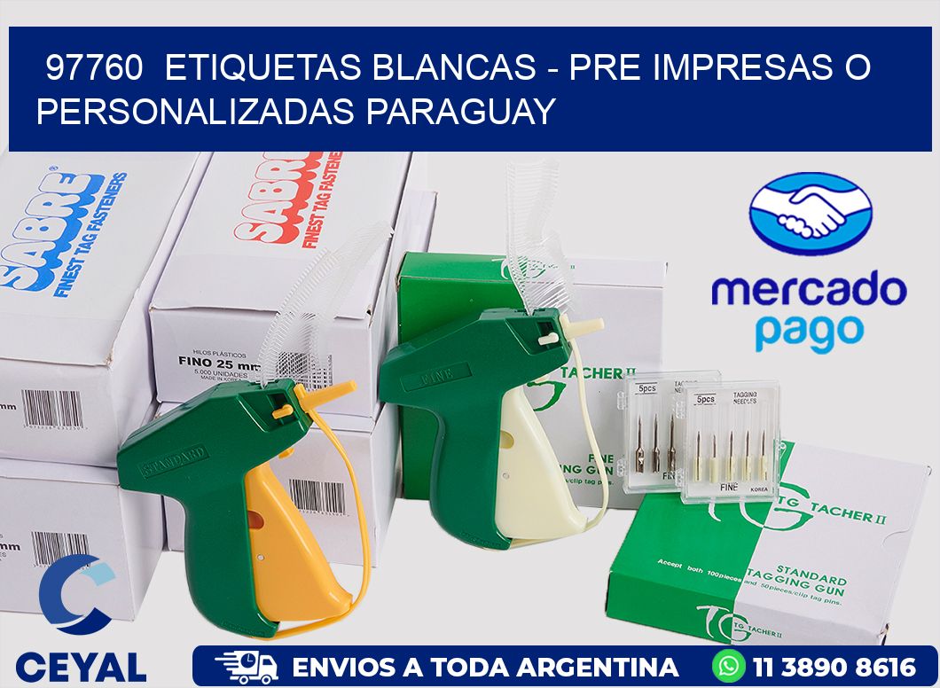 97760 ETIQUETAS BLANCAS - PRE IMPRESAS O PERSONALIZADAS PARAGUAY