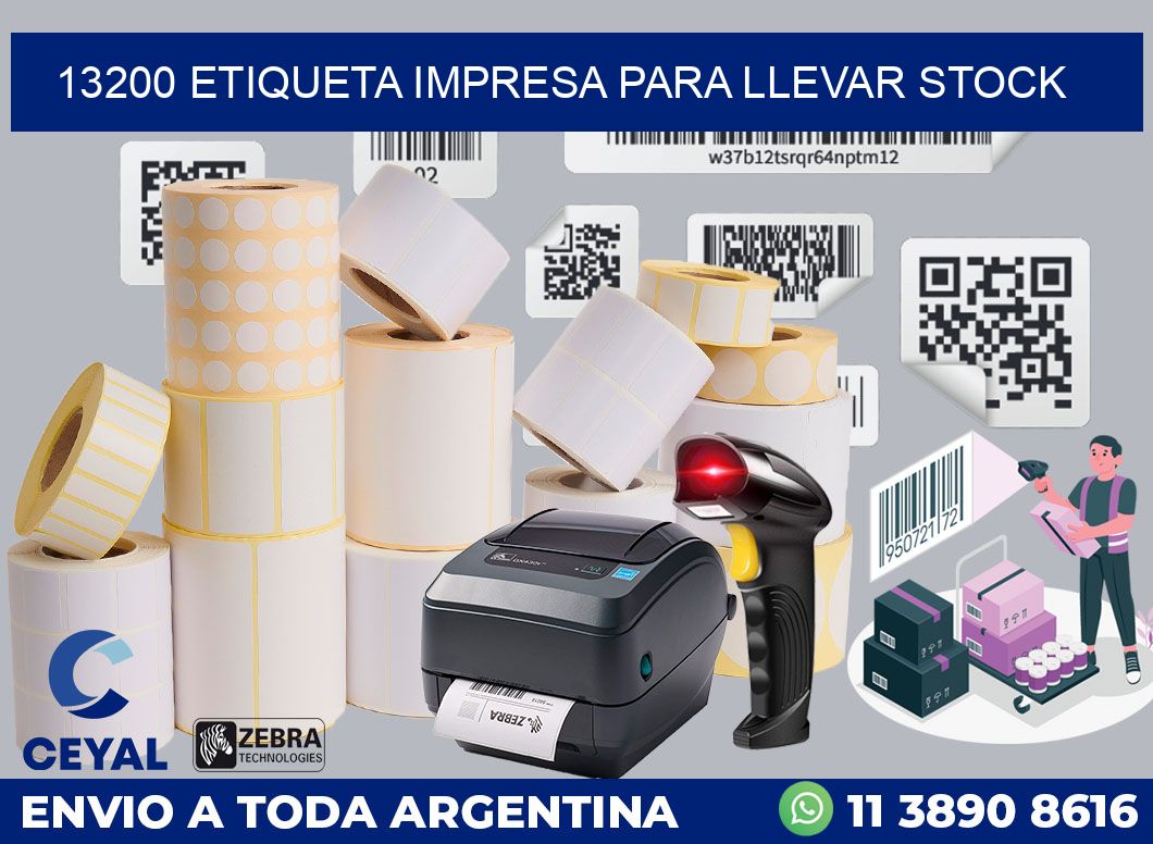 13200 ETIQUETA IMPRESA PARA LLEVAR STOCK