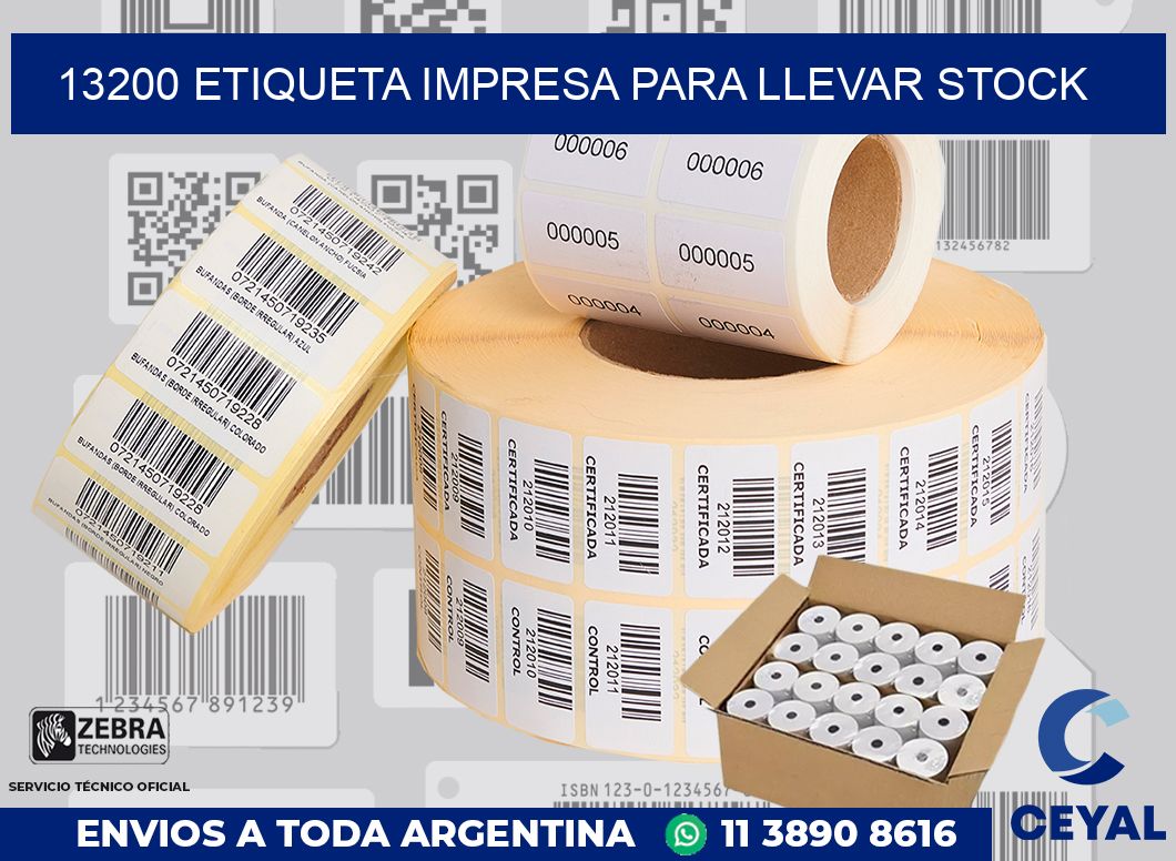 13200 ETIQUETA IMPRESA PARA LLEVAR STOCK