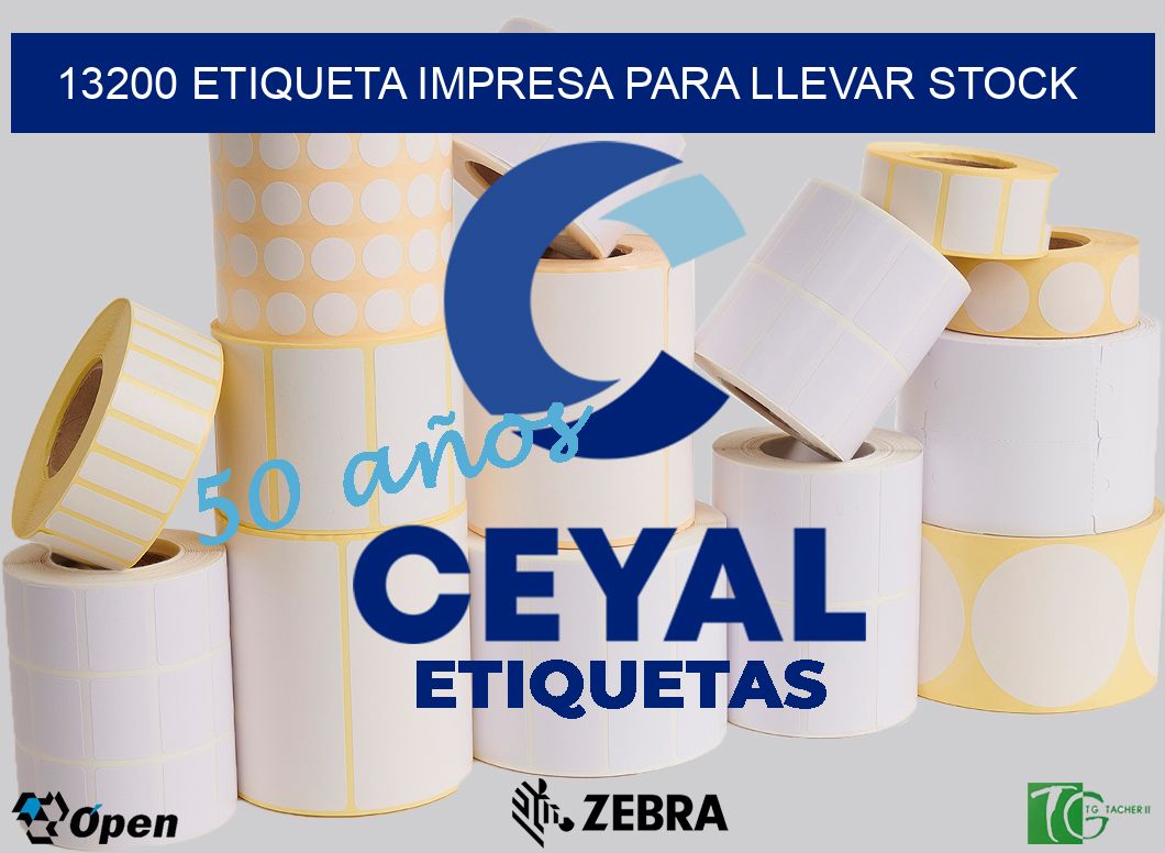 13200 ETIQUETA IMPRESA PARA LLEVAR STOCK