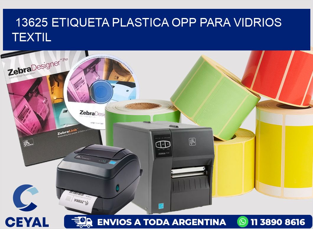 13625 ETIQUETA PLASTICA OPP PARA VIDRIOS TEXTIL