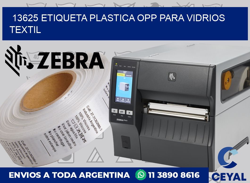 13625 ETIQUETA PLASTICA OPP PARA VIDRIOS TEXTIL