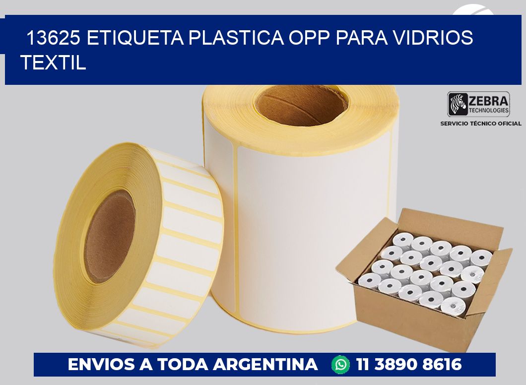13625 ETIQUETA PLASTICA OPP PARA VIDRIOS TEXTIL