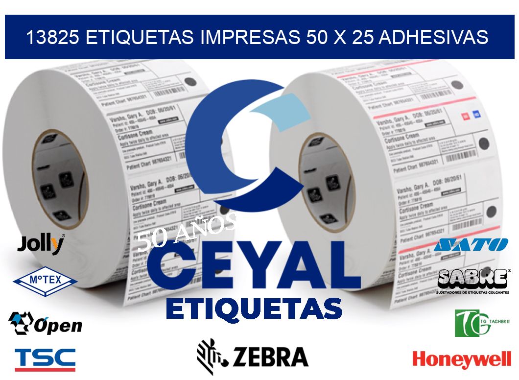 13825 ETIQUETAS IMPRESAS 50 X 25 ADHESIVAS