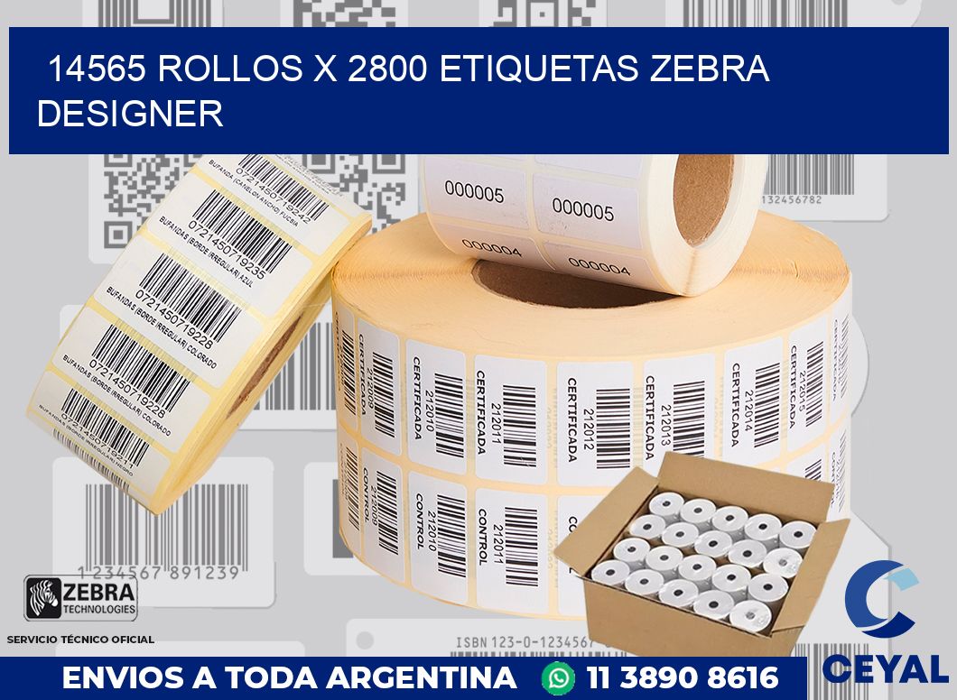 14565 Rollos x 2800 etiquetas zebra designer