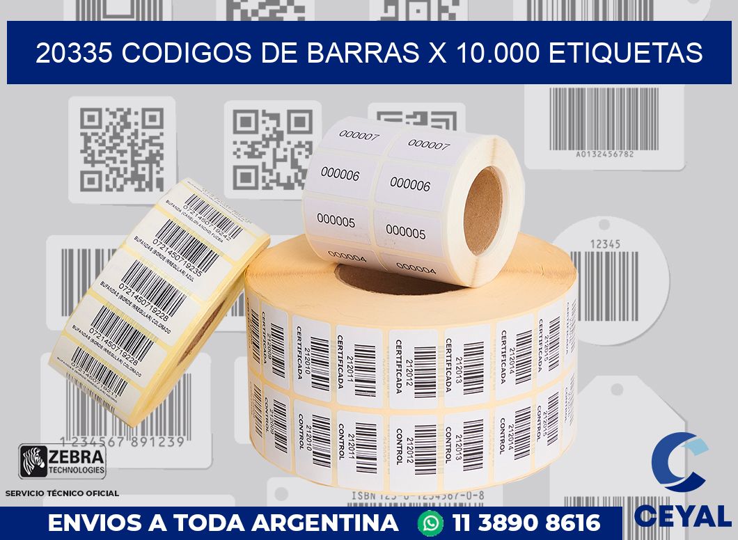 20335 codigos de barras x 10.000 etiquetas