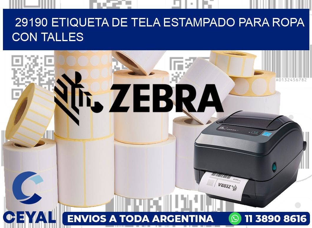 29190 ETIQUETA DE TELA ESTAMPADO PARA ROPA CON TALLES
