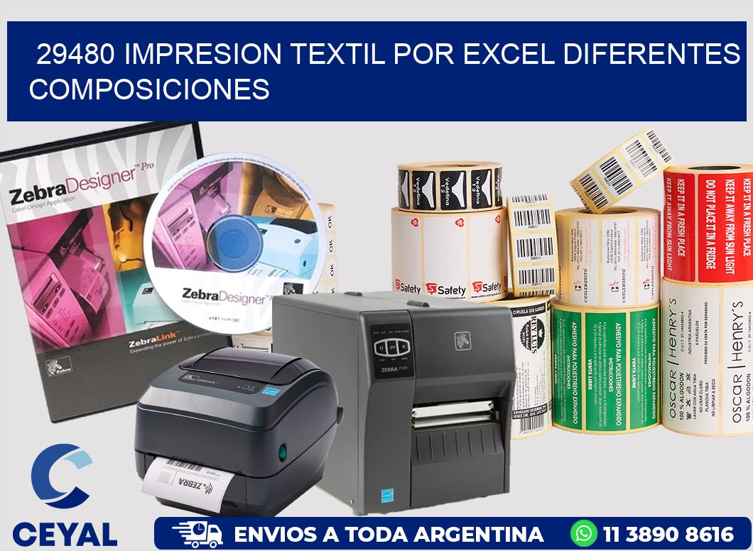 29480 IMPRESION TEXTIL POR EXCEL DIFERENTES COMPOSICIONES