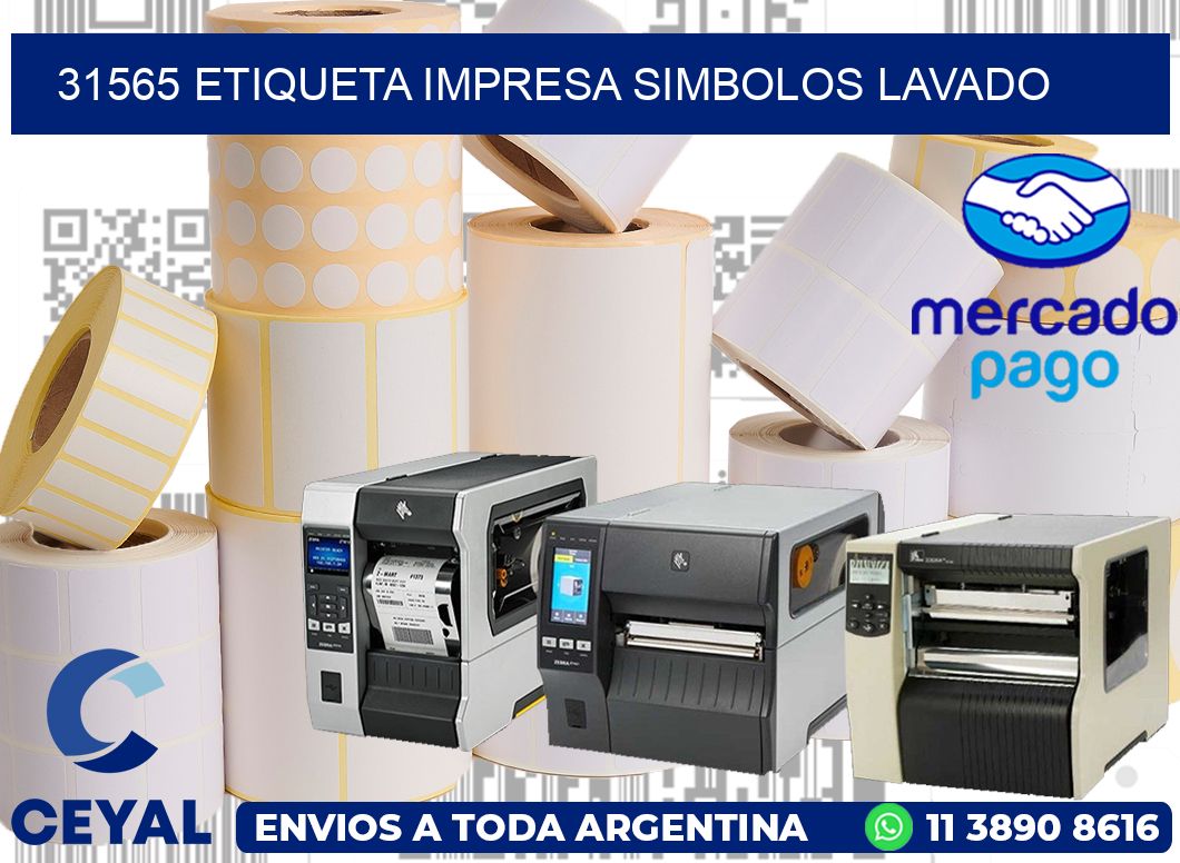 31565 ETIQUETA IMPRESA SIMBOLOS LAVADO
