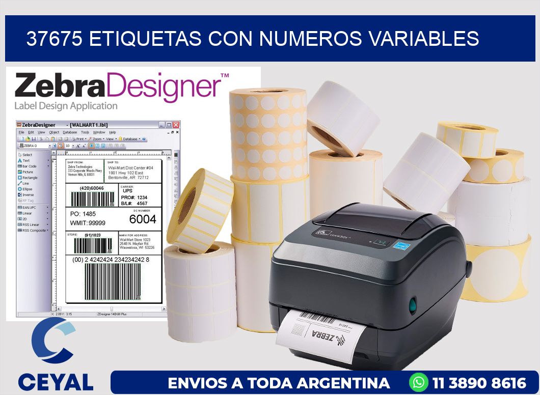 37675 ETIQUETAS CON NUMEROS VARIABLES