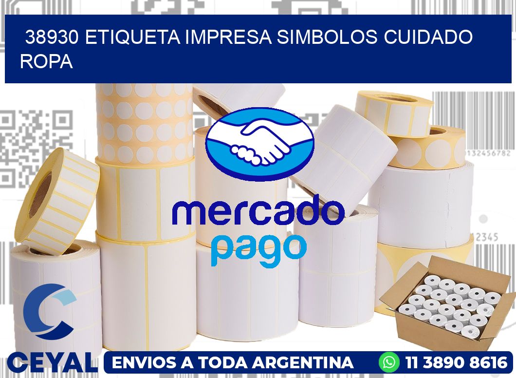 38930 ETIQUETA IMPRESA SIMBOLOS CUIDADO ROPA