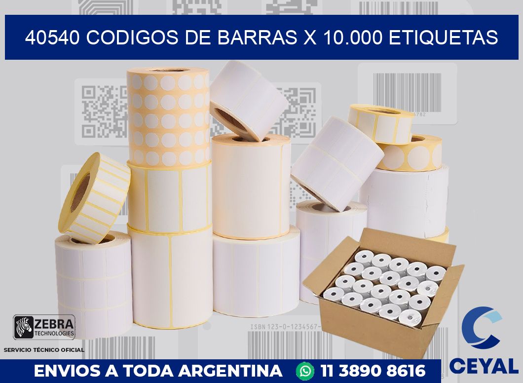 40540 codigos de barras x 10.000 etiquetas