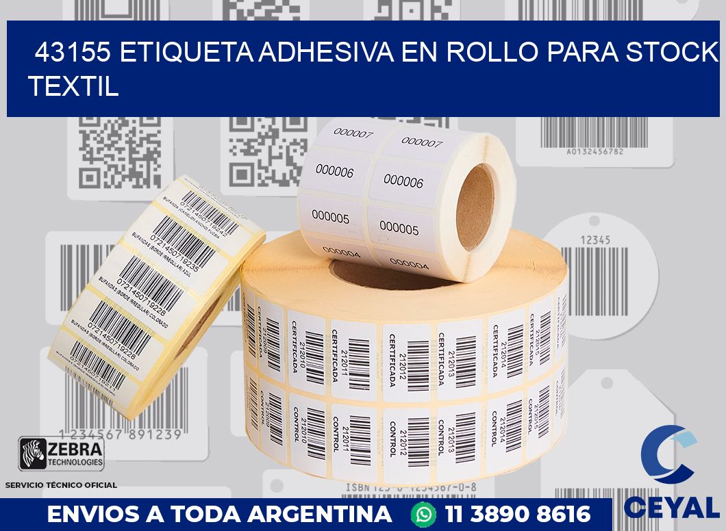 43155 ETIQUETA ADHESIVA EN ROLLO PARA STOCK TEXTIL