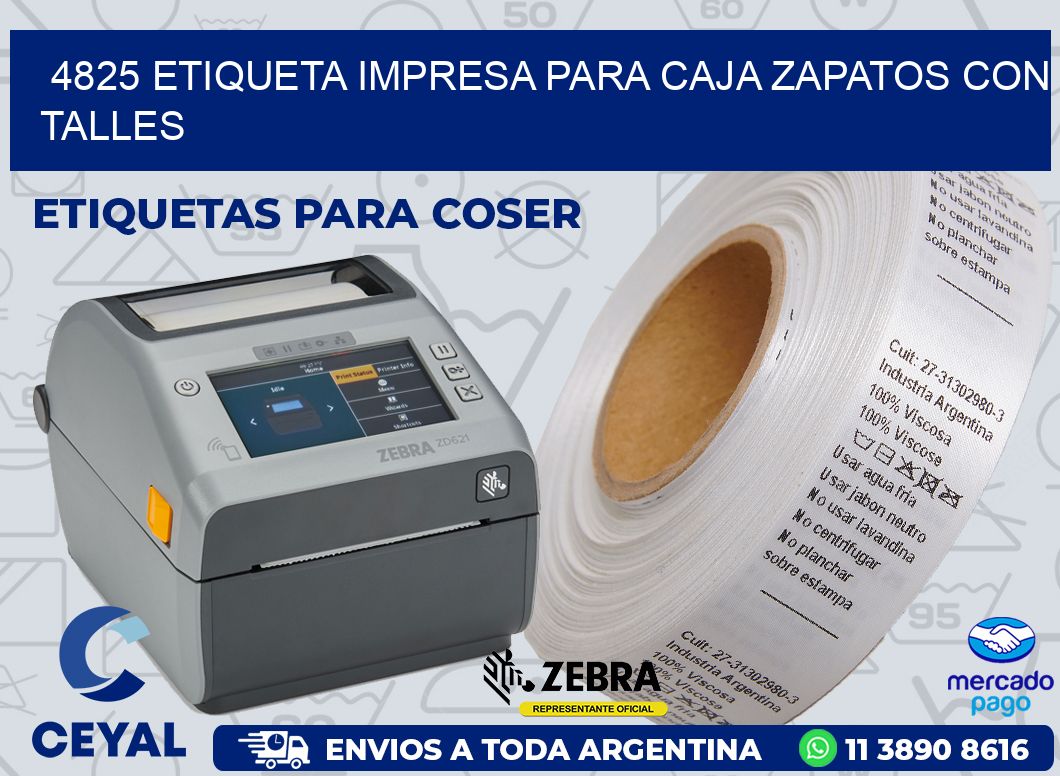 4825 ETIQUETA IMPRESA PARA CAJA ZAPATOS CON TALLES