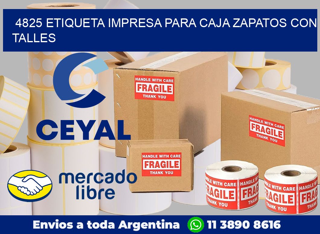 4825 ETIQUETA IMPRESA PARA CAJA ZAPATOS CON TALLES