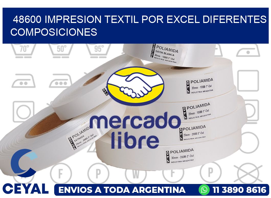 48600 IMPRESION TEXTIL POR EXCEL DIFERENTES COMPOSICIONES