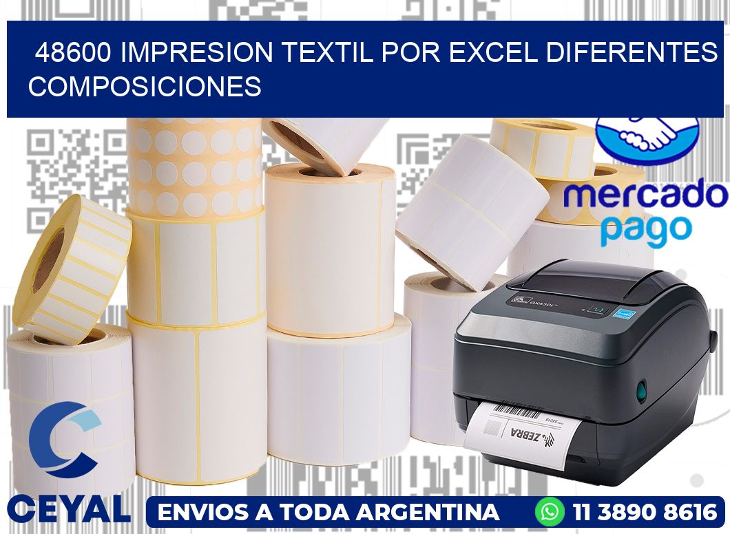 48600 IMPRESION TEXTIL POR EXCEL DIFERENTES COMPOSICIONES