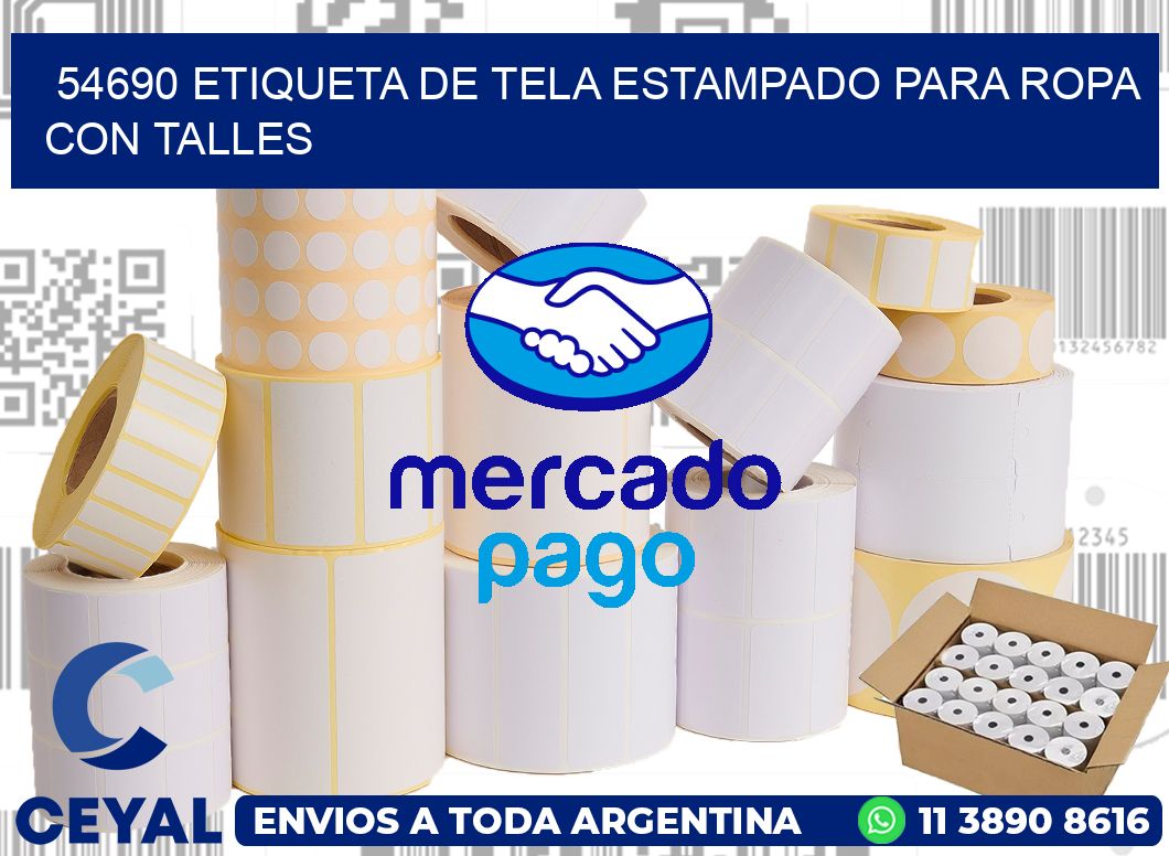 54690 ETIQUETA DE TELA ESTAMPADO PARA ROPA CON TALLES