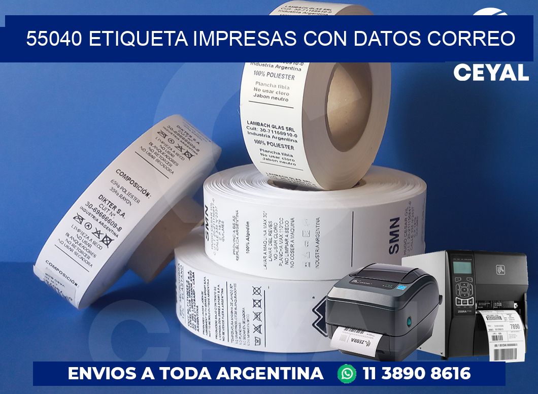 55040 ETIQUETA IMPRESAS CON DATOS CORREO