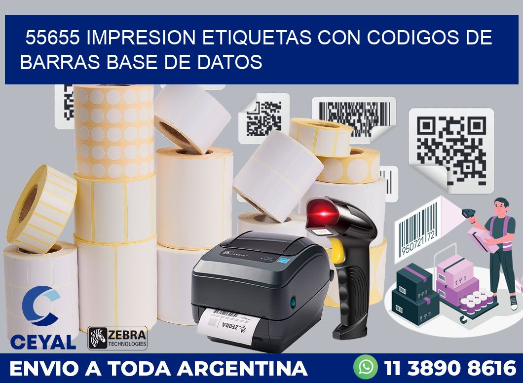 55655 IMPRESION ETIQUETAS CON CODIGOS DE BARRAS BASE DE DATOS