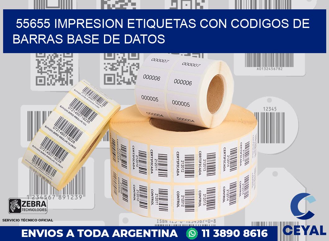 55655 IMPRESION ETIQUETAS CON CODIGOS DE BARRAS BASE DE DATOS