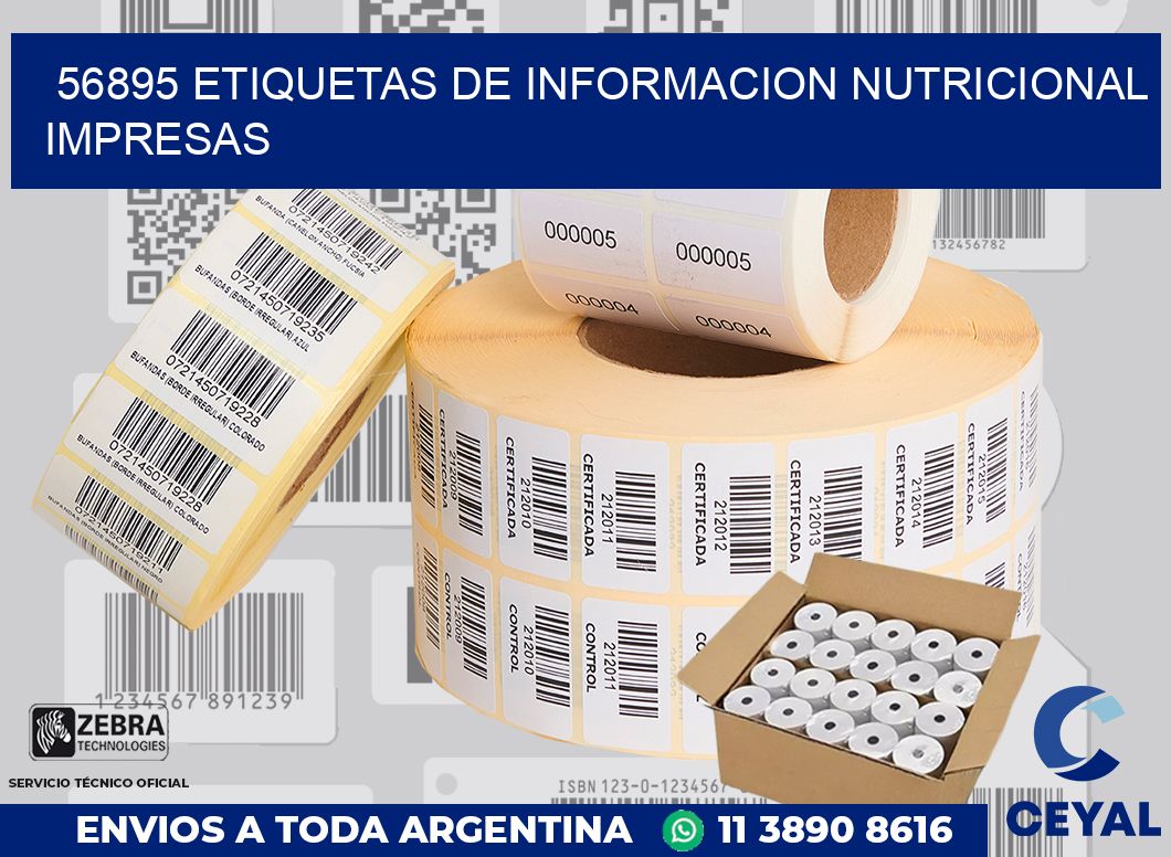 56895 ETIQUETAS DE INFORMACION NUTRICIONAL IMPRESAS