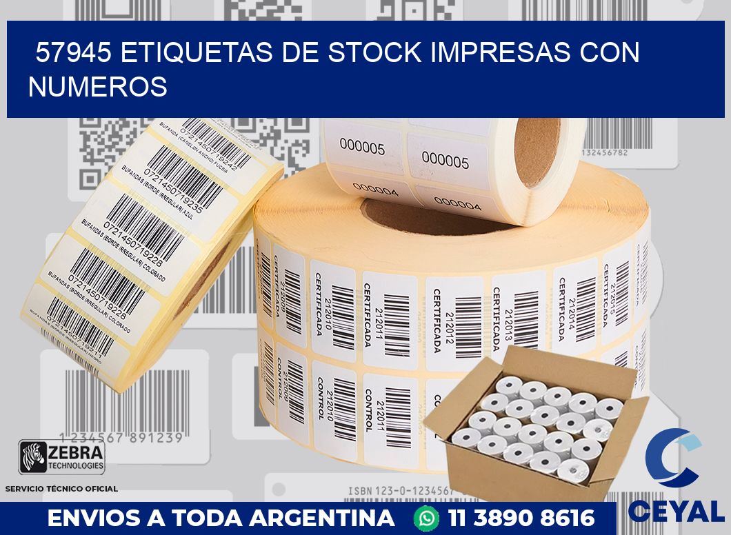 57945 ETIQUETAS DE STOCK IMPRESAS CON NUMEROS