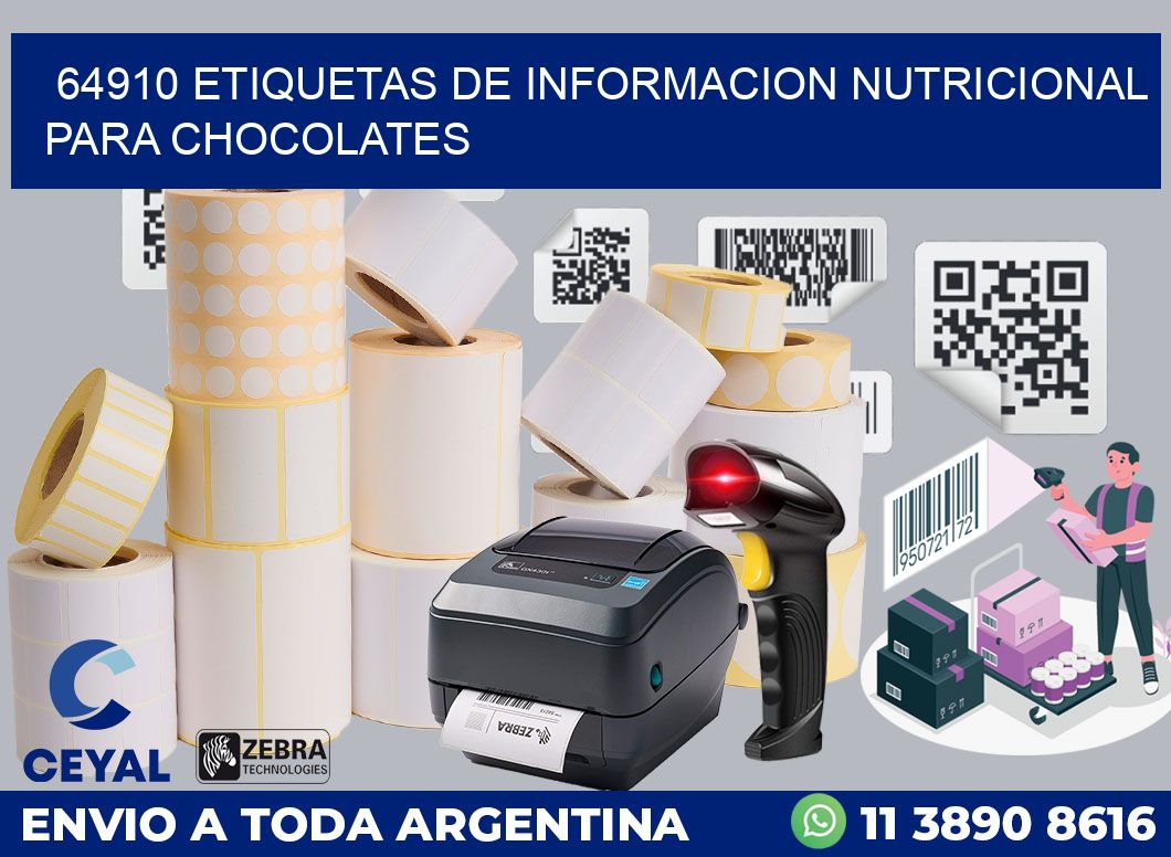 64910 ETIQUETAS DE INFORMACION NUTRICIONAL PARA CHOCOLATES