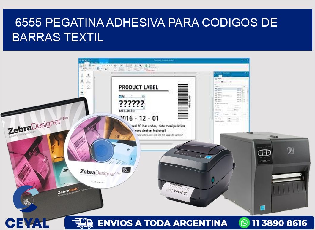 6555 PEGATINA ADHESIVA PARA CODIGOS DE BARRAS TEXTIL