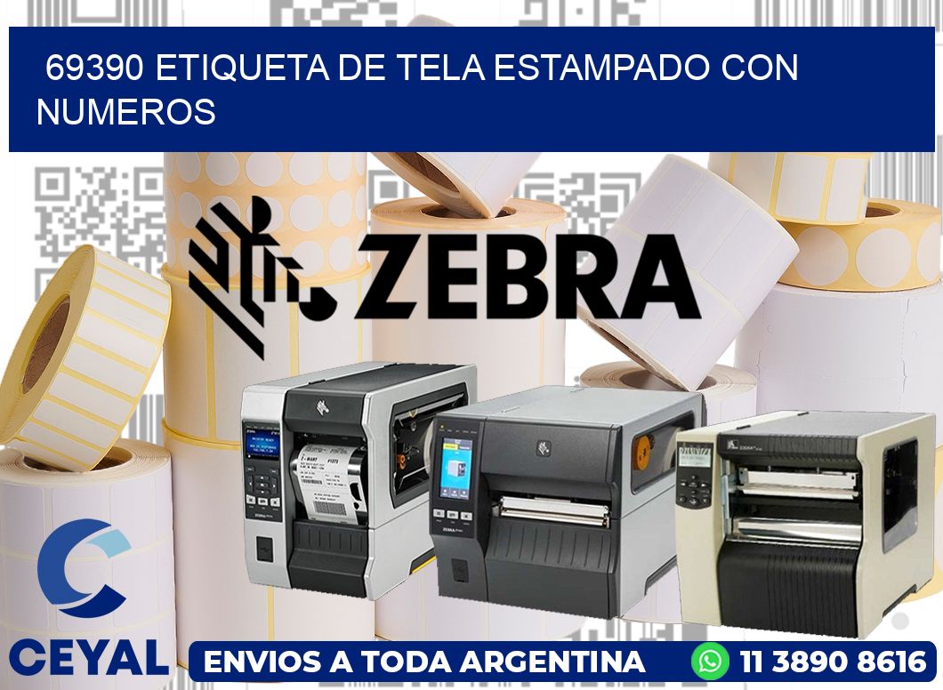69390 ETIQUETA DE TELA ESTAMPADO CON NUMEROS