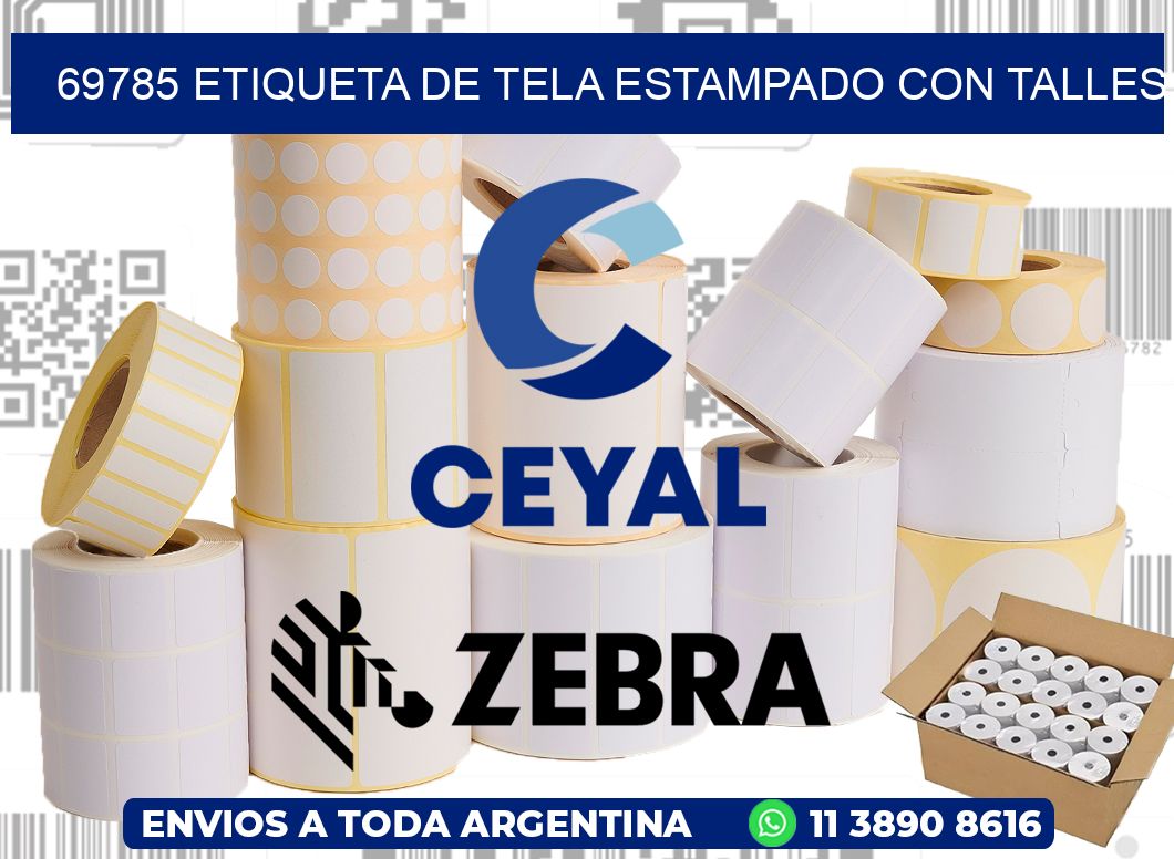 69785 ETIQUETA DE TELA ESTAMPADO CON TALLES