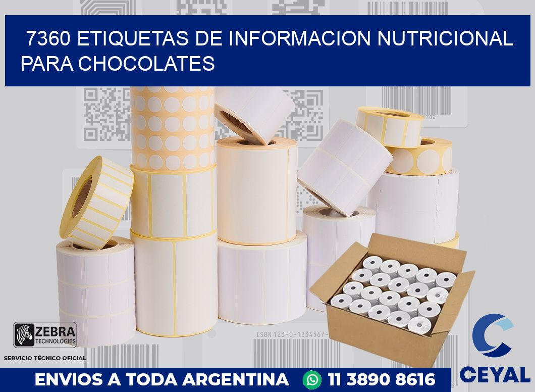 7360 ETIQUETAS DE INFORMACION NUTRICIONAL PARA CHOCOLATES
