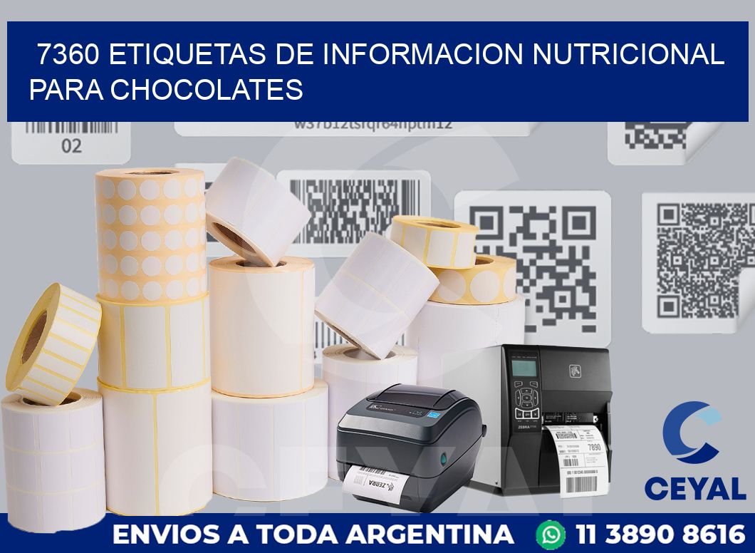 7360 ETIQUETAS DE INFORMACION NUTRICIONAL PARA CHOCOLATES