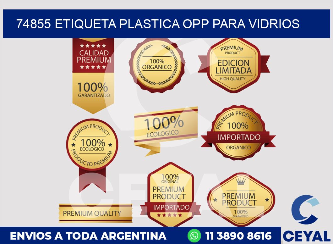 74855 ETIQUETA PLASTICA OPP PARA VIDRIOS