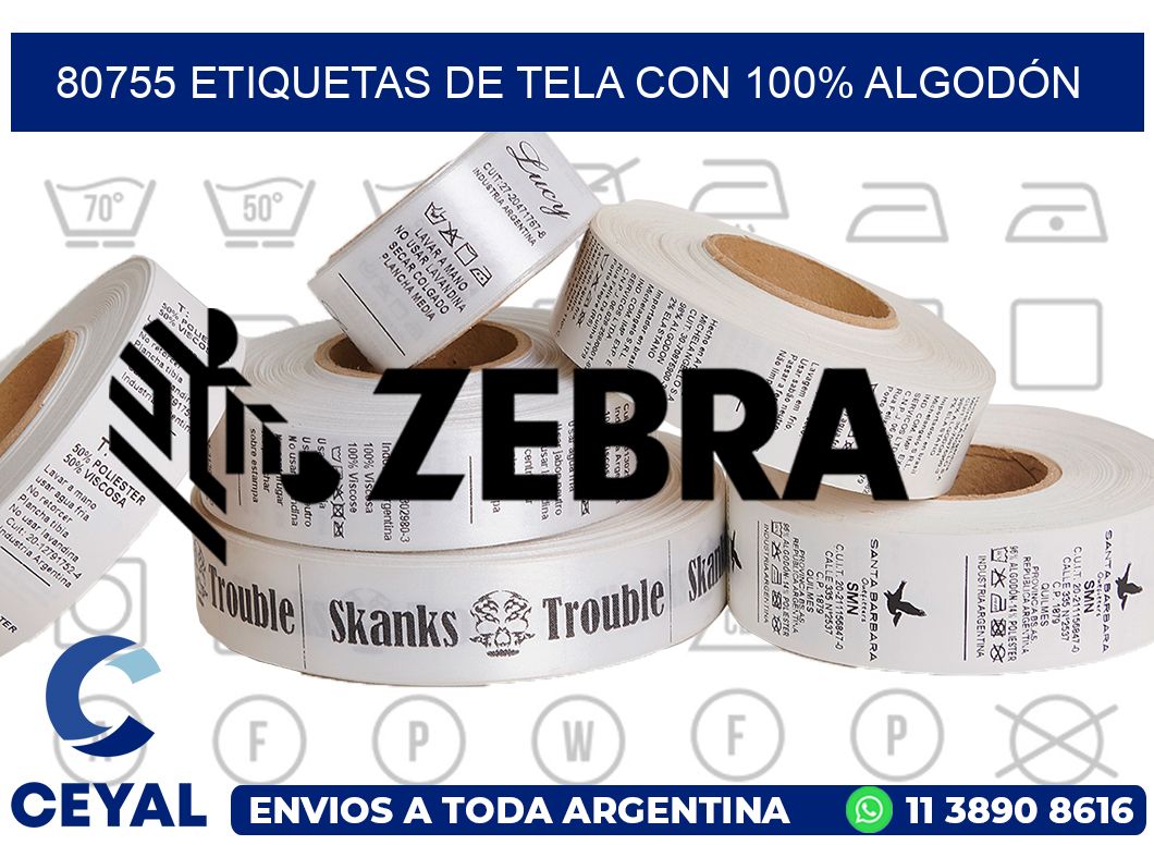 80755 ETIQUETAS DE TELA CON 100% ALGODÓN