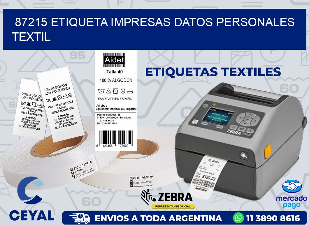 87215 ETIQUETA IMPRESAS DATOS PERSONALES TEXTIL