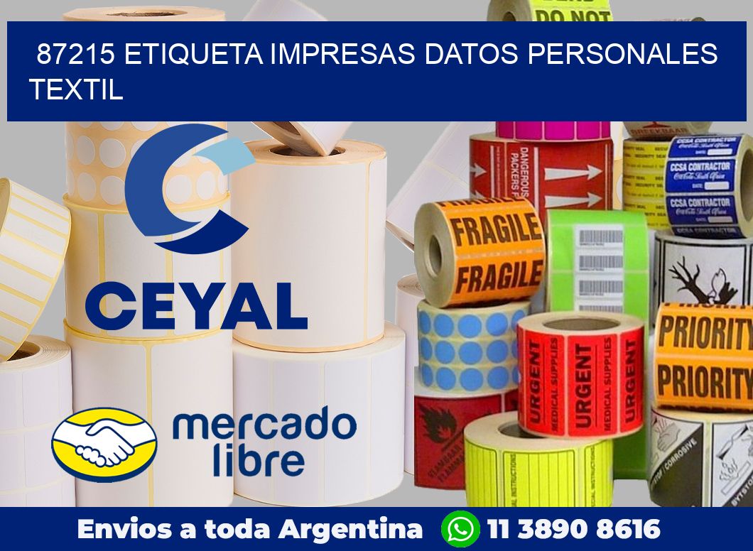 87215 ETIQUETA IMPRESAS DATOS PERSONALES TEXTIL