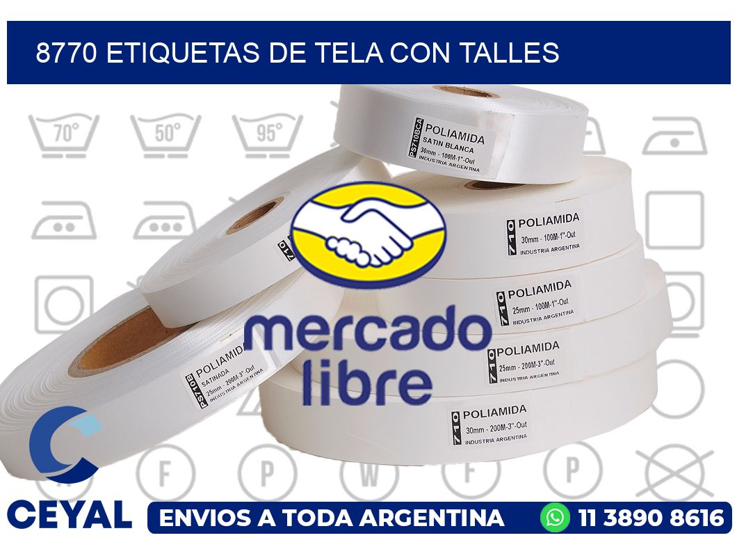 8770 ETIQUETAS DE TELA CON TALLES