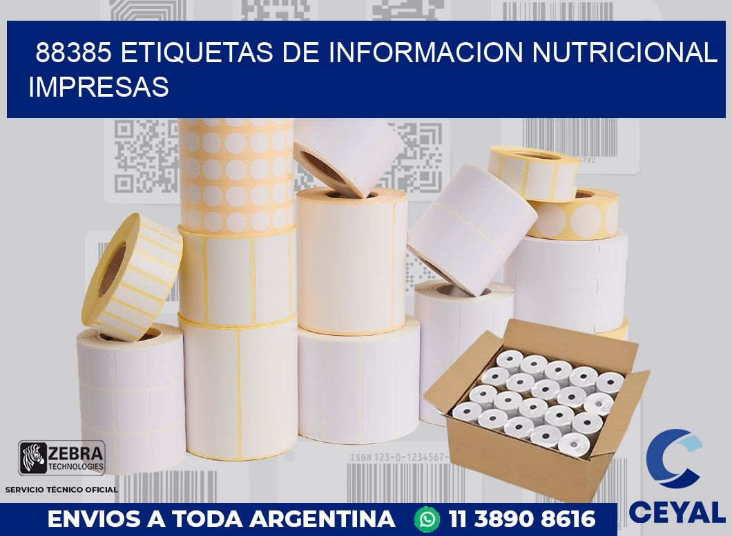 88385 ETIQUETAS DE INFORMACION NUTRICIONAL IMPRESAS