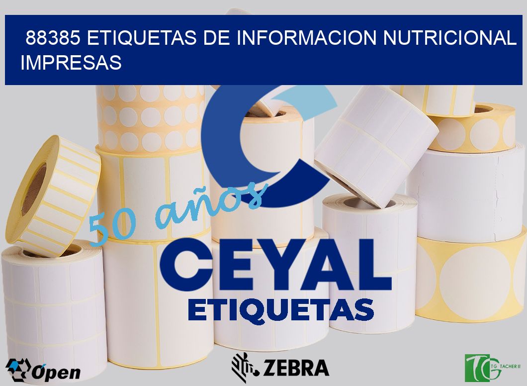 88385 ETIQUETAS DE INFORMACION NUTRICIONAL IMPRESAS