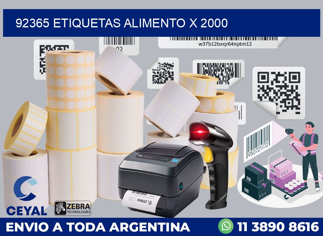 92365 etiquetas alimento x 2000