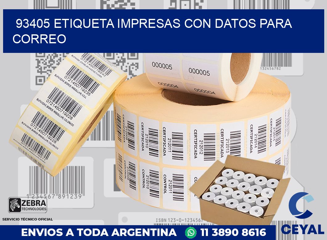 93405 ETIQUETA IMPRESAS CON DATOS PARA CORREO